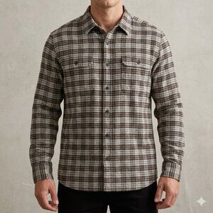 Roots Canada Men's Brushed Cotton Plaid Flannel Shirt Size XL